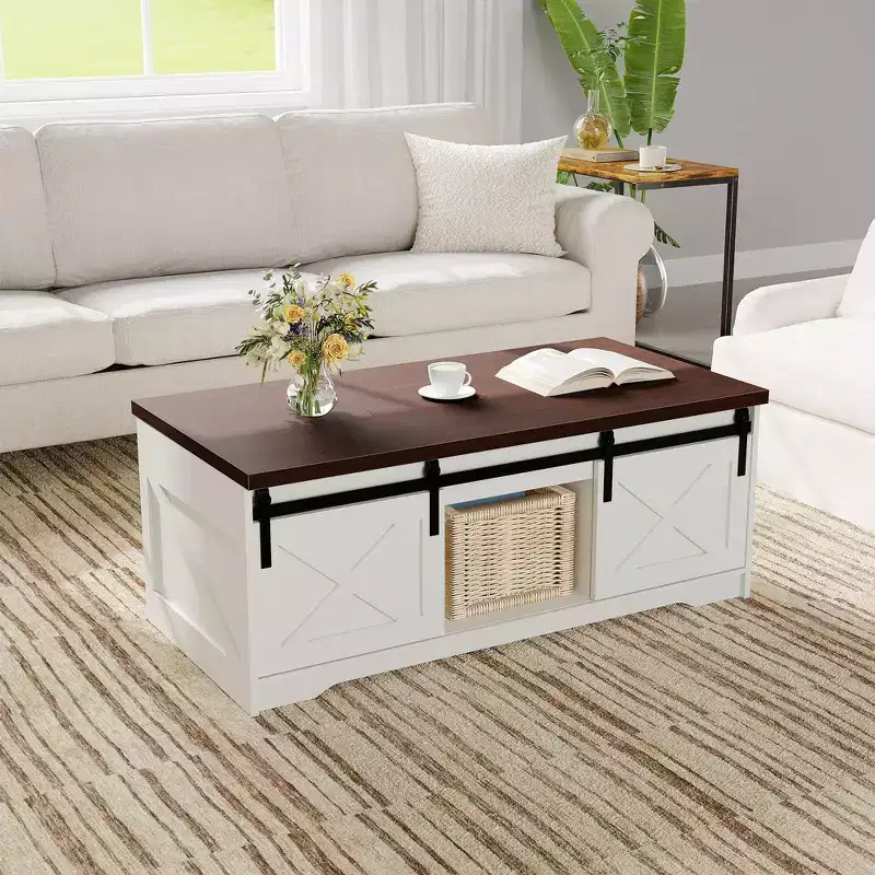 Farmhouse Lift Top Coffee Table, Modern Design, Durable Construction, Spacious Surface, for Living Room Office