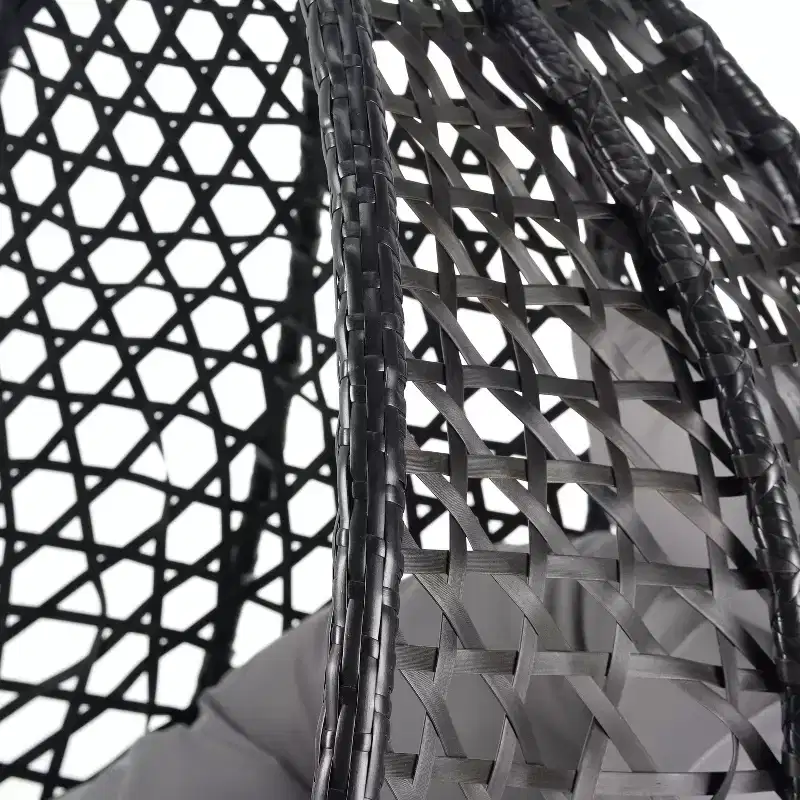 GDFStudio Anderson Hanging Egg Rattan Chair with Stand and Soft Removable Cushion