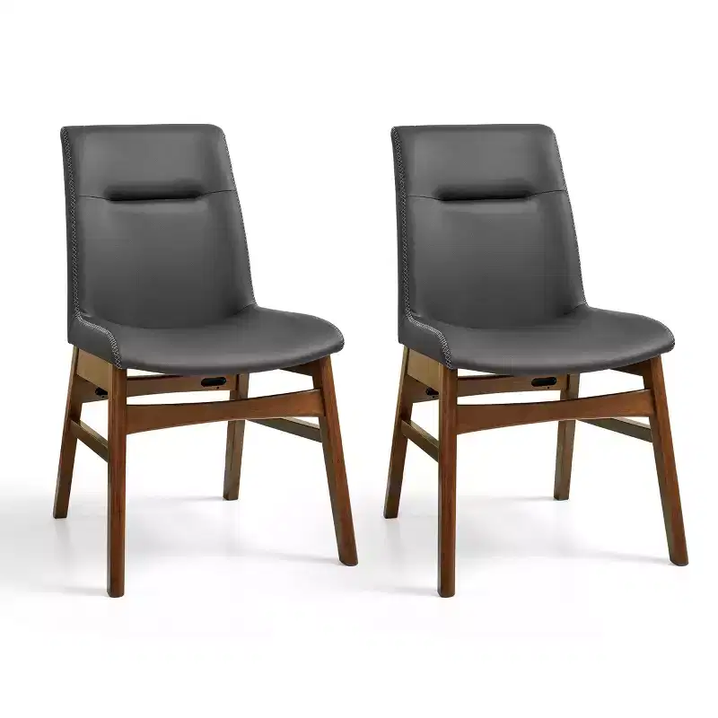 Subrtex Solid Wood dining Chair Faux Leather Upholstered Side Chair (Set of 2)