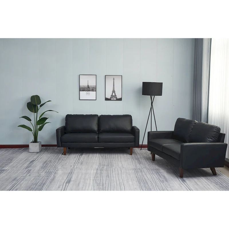 Faux leather 2 Piece Loveseat and Sofa Living Room Set