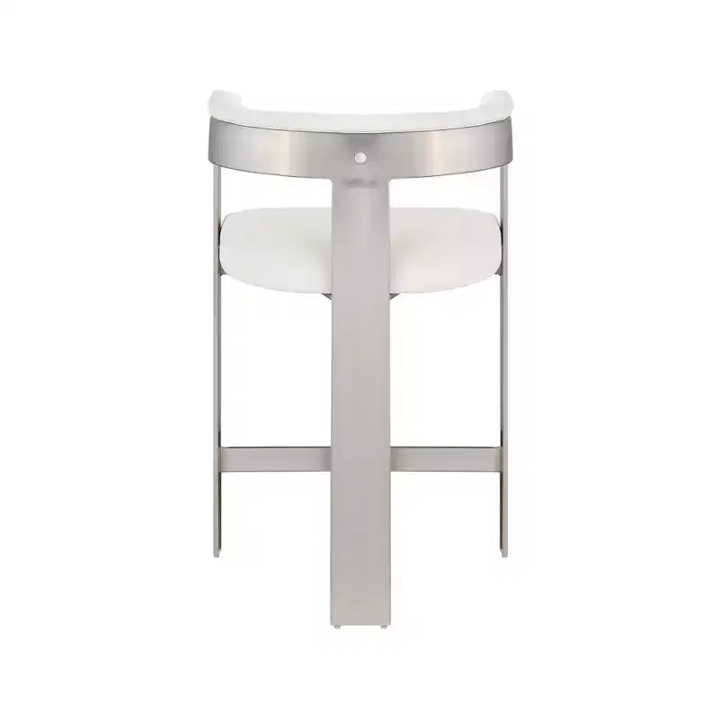 Meridian Furniture,Romeo Cream Vegan Leather Counter Stool, Set of 2