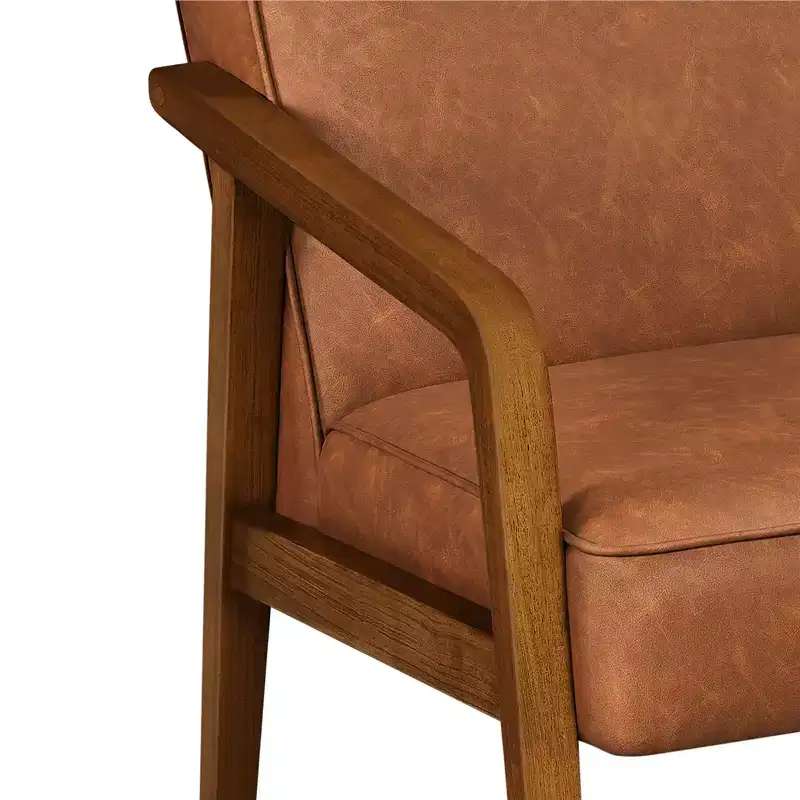 Modern Faux Leather Upholstered Accent Chair Armchair