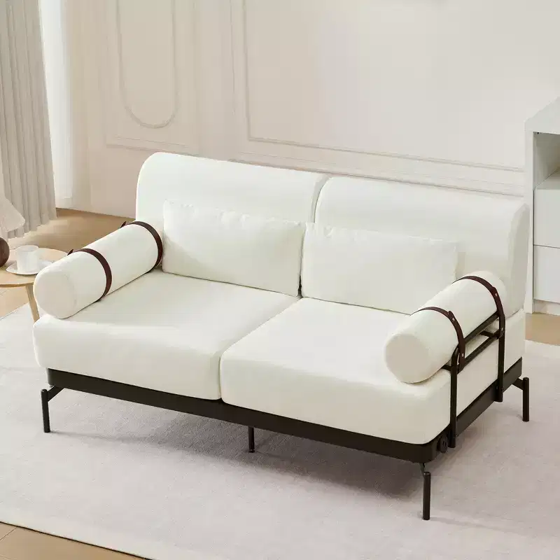 MAYEERTY Modern Loveseat Sofa with Unique Cylindrical Armrests for Living Room Beige