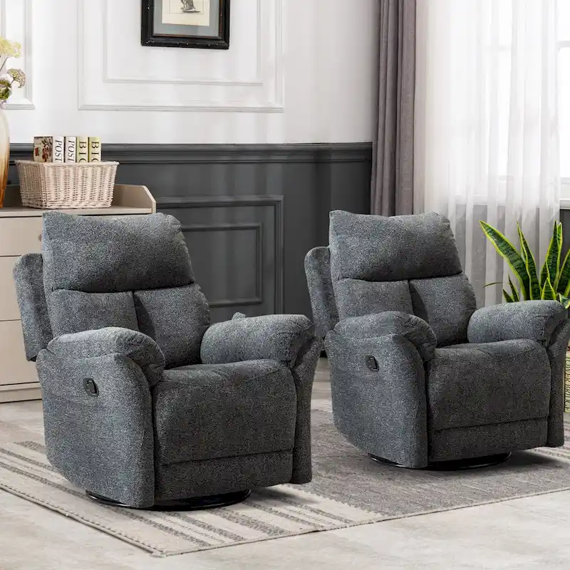 Swivel Rocker Fabric Recliner Chair Manual Reclining Sofa