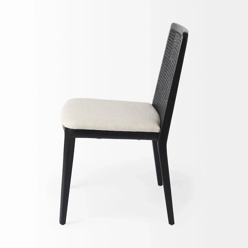 Clara Light Brown Wood Cream Seat Armless Dining Chair