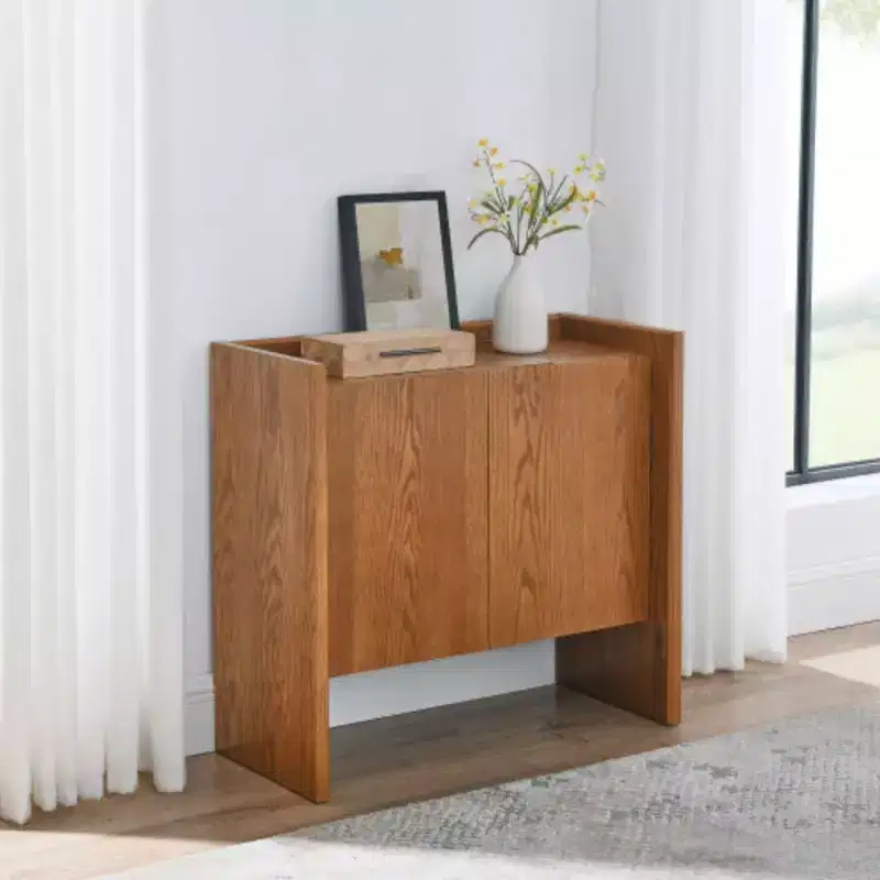 Mdf Walnut Sideboard, Dining Cabinet With Storage, Country Style Storage Cabinet, Suitable For Entry, Hallway, Living Room, Kitchen, Dining Room