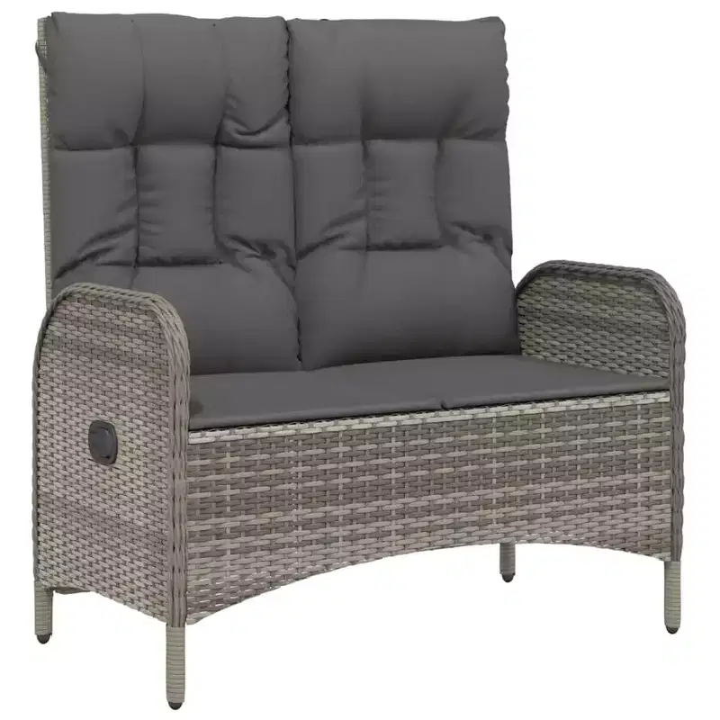 Reclining Garden Bench Grey PE rattan 42.1 in wide