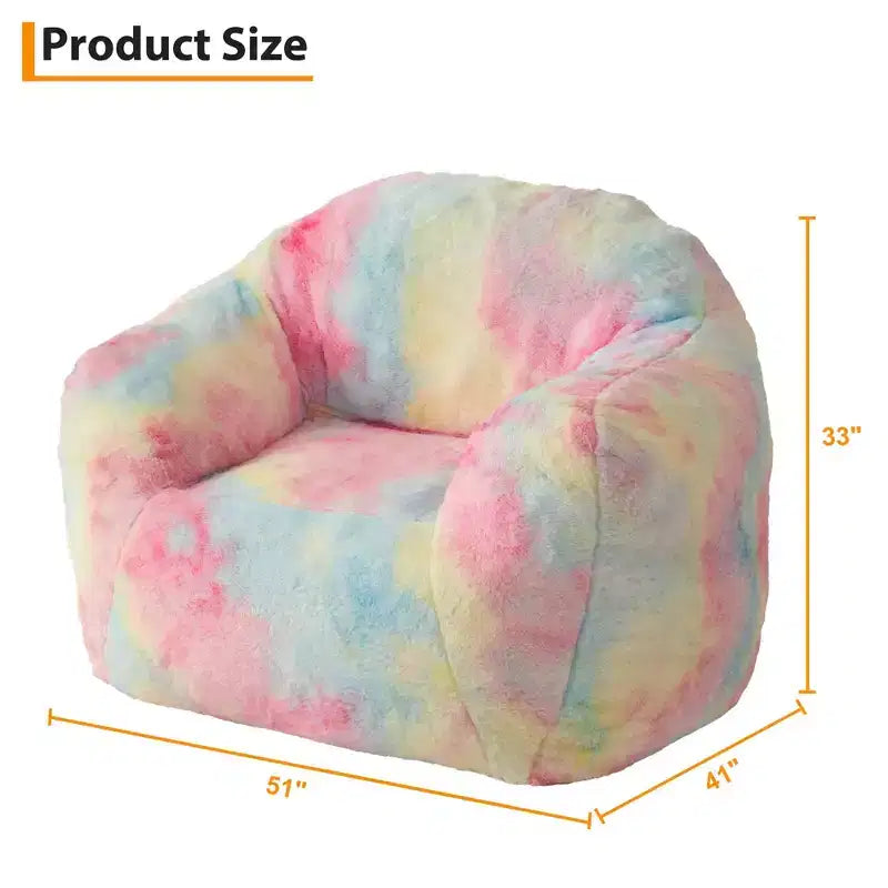 Bean Bag Chair with Armrest and Backrest,Plush Faux Fur Memory Foam Lounger,Ergonomic Beanbag Sofa Chair Sofa for Living Room,Bedroom,Office Pink