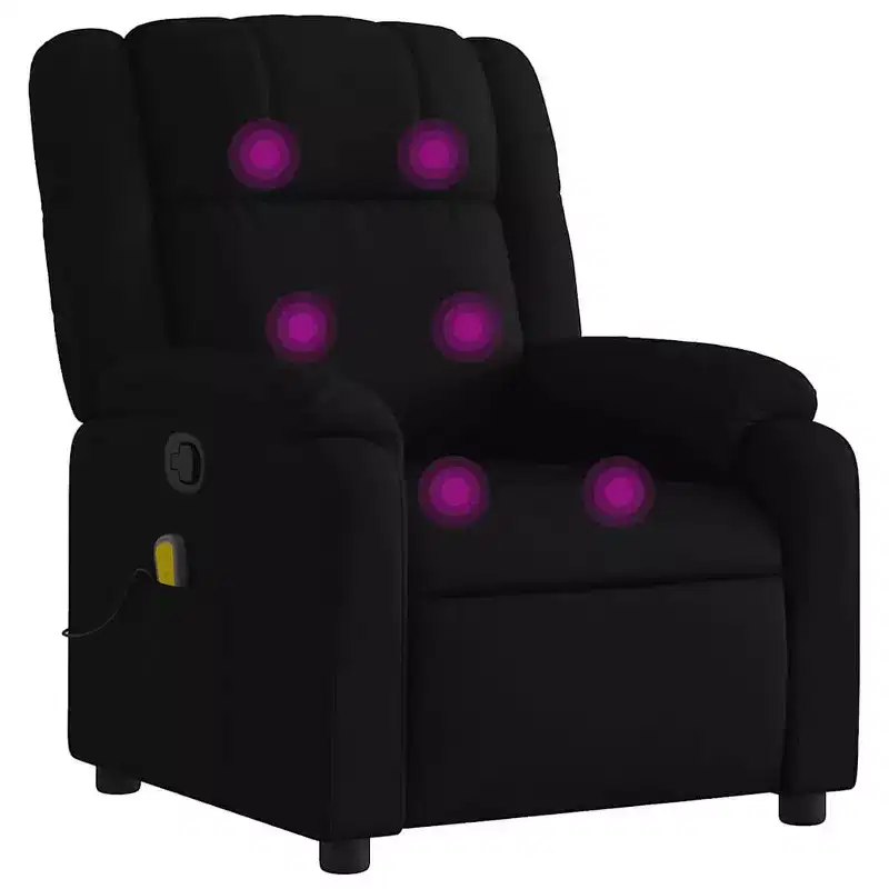 Massage Recliner Chair for Living Room, 6-Point Vibration Adjustable, Black Fabric
