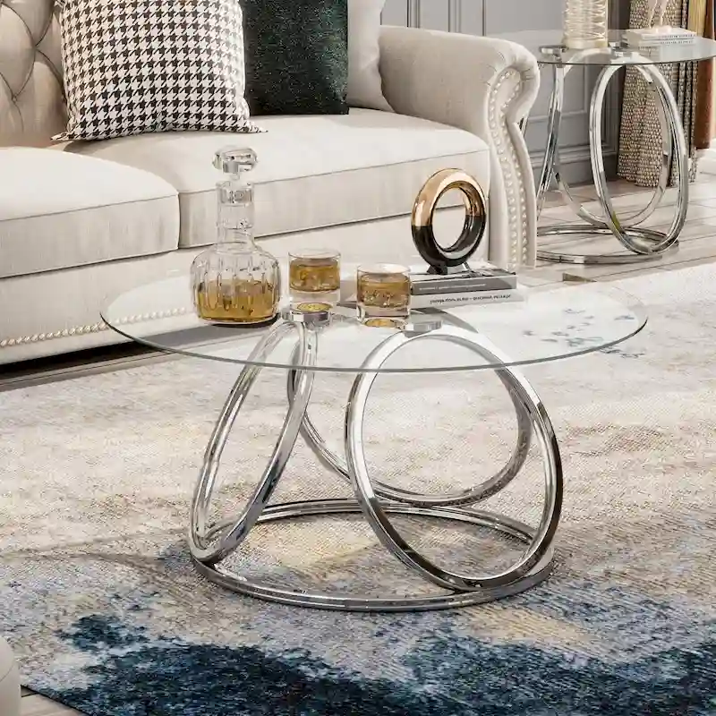Contemporary Glass Top Round Coffee Table