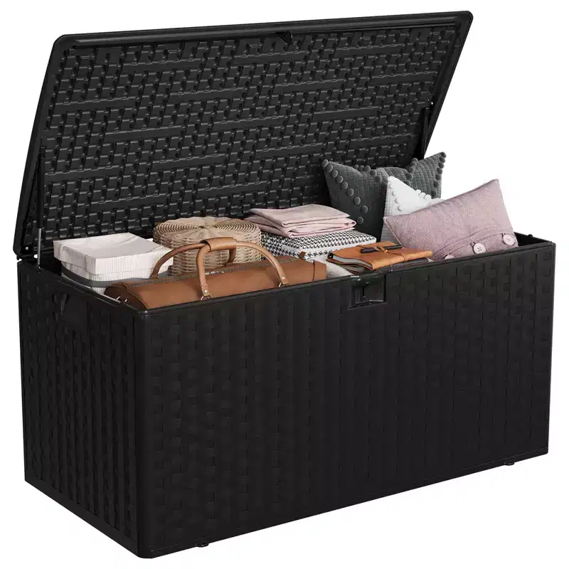 99 Gallon Waterproof Lockable Resin Deck Box, Outdoor Storage with Lid for Patio Cushions, Garden Tools & Pool Accessories, Indoor & Outdoor