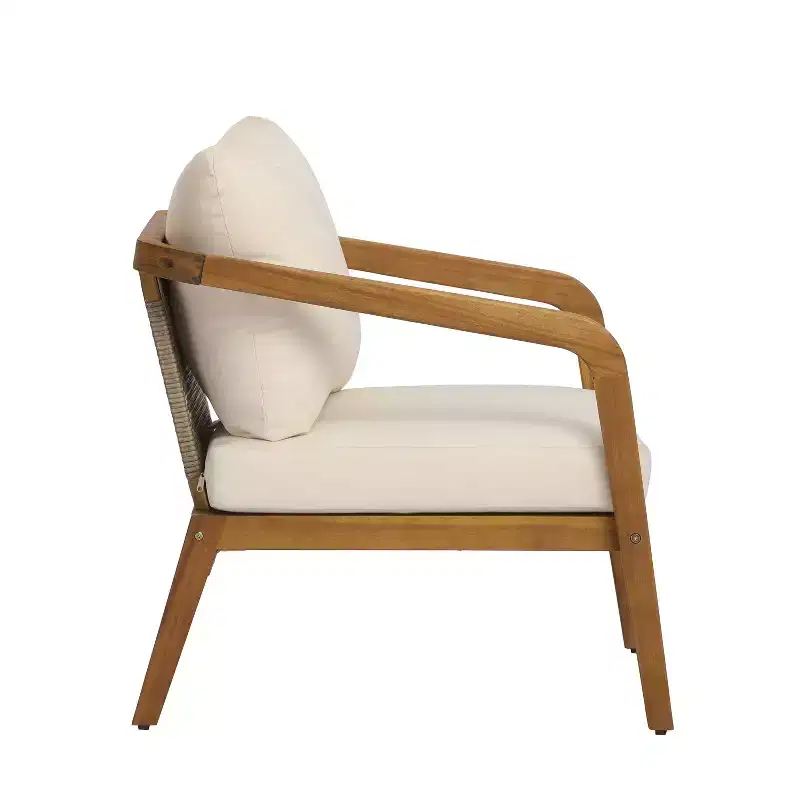 Christopher Knight Home Ethan Patio Modern Acacia Wood and PE Wicker Accent Club Chair with Cushions