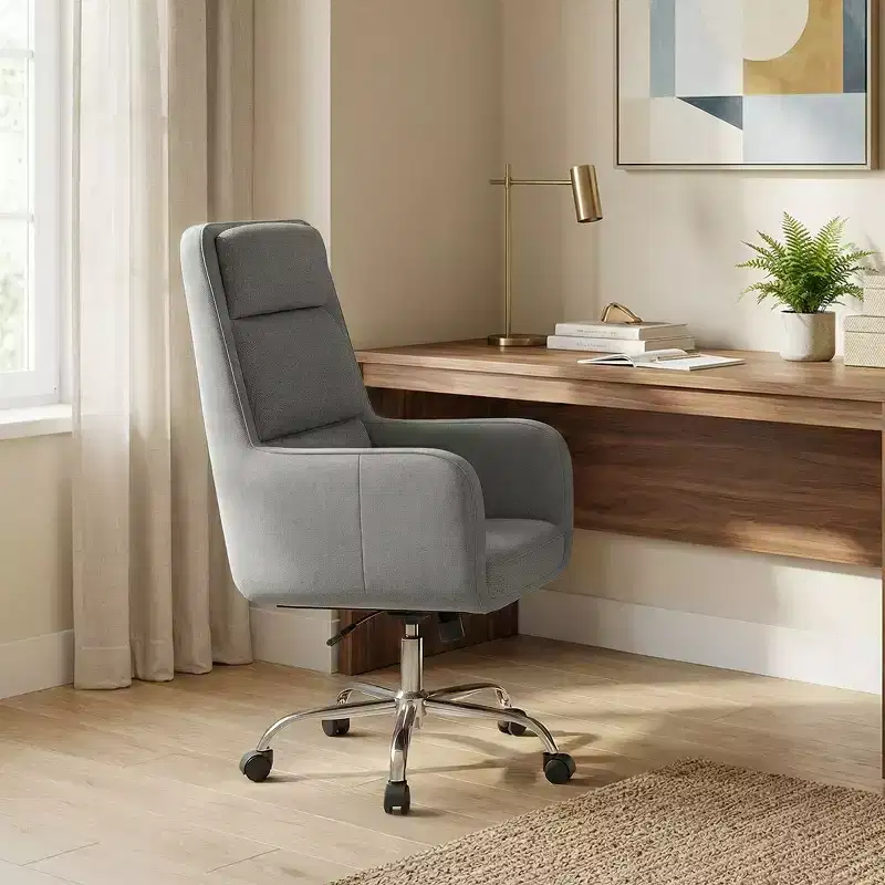 Adjustable Office Chair with 360 Swivel, Premium Chenille Upholstery, Spring-Foam Cushion, and Quiet Rollerblade Casters