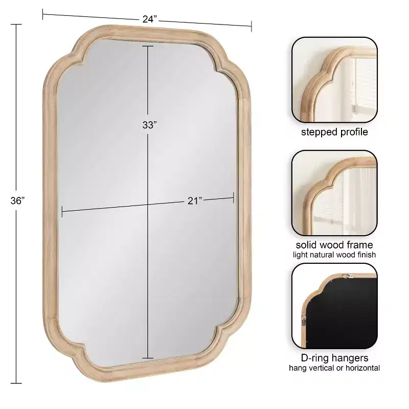 Kate & Laurel All Things Decor 24"X36" Glenby Scallop Wall Mirror Natural