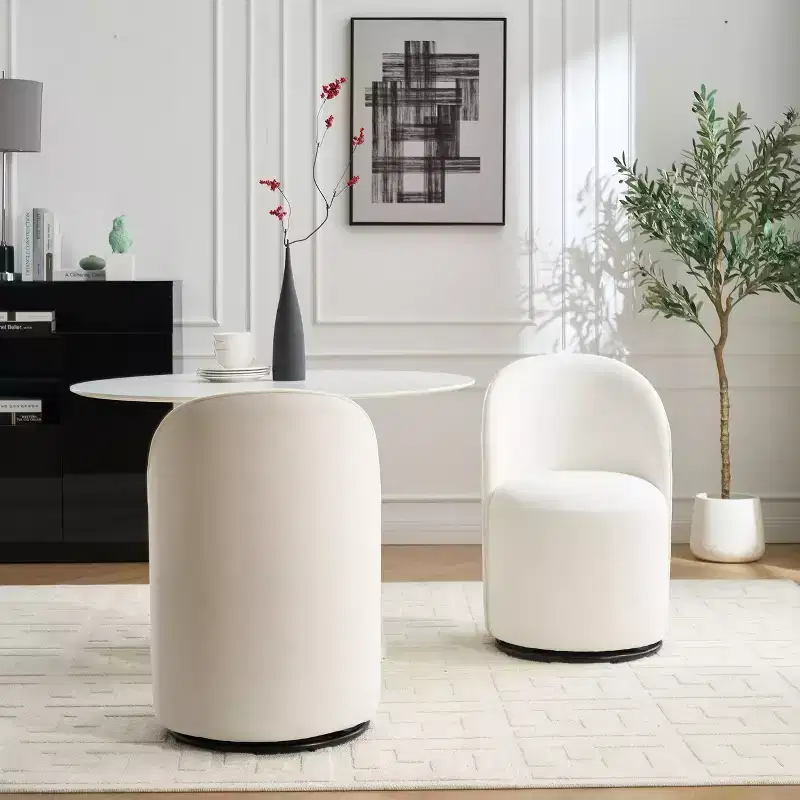 TUYOHW Swivel Barrel Accent Chair,Modern Velvet Armless Dining Chair with Round Back,Makeup Vanity Side Chair for Bedroom,Living Room,Kitchen