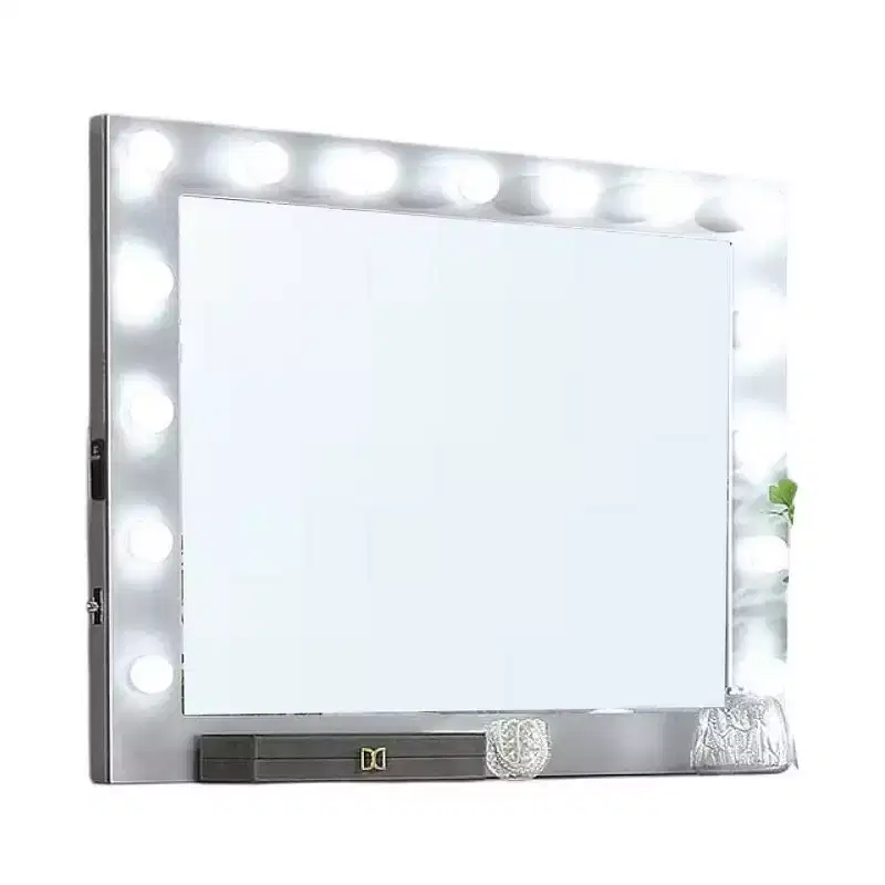 Royal Hampton Dresser Mirror w Light Bulbs, USB and Power, Glam Silver 44 Inch
