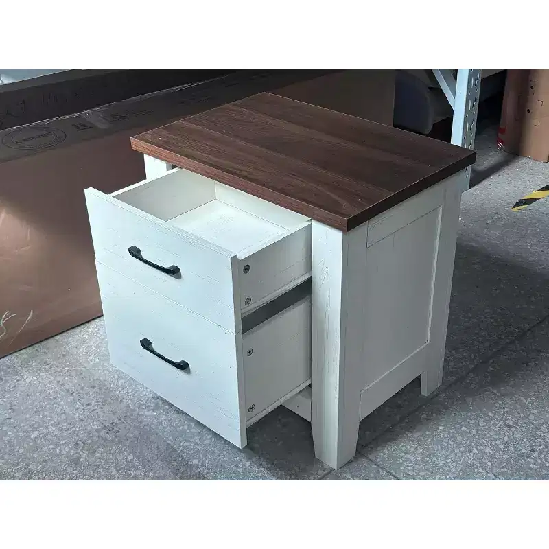 Night Stand with 2 Drawer, Farmhouse Bed Side Tables, Storage Cabinet, Wood End Table for Bedroom, Living Room