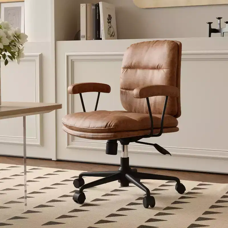 Modern 360° Swivel Adjustable Height Faux Leather Upholstered Office Chair