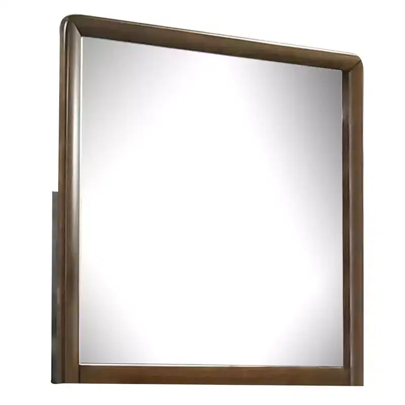Brown Rectangular Dresser Mirror, Round Edges, Single