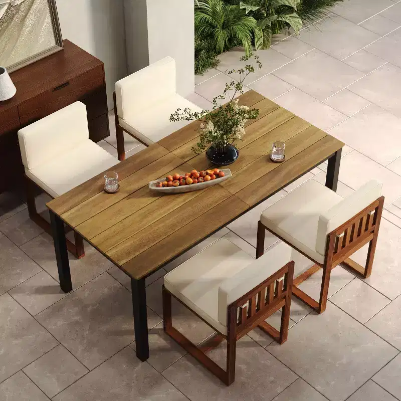 Christopher Knight Home Andrea 5 Pieces Outdoor Metal and Acacia Wood Dining Set