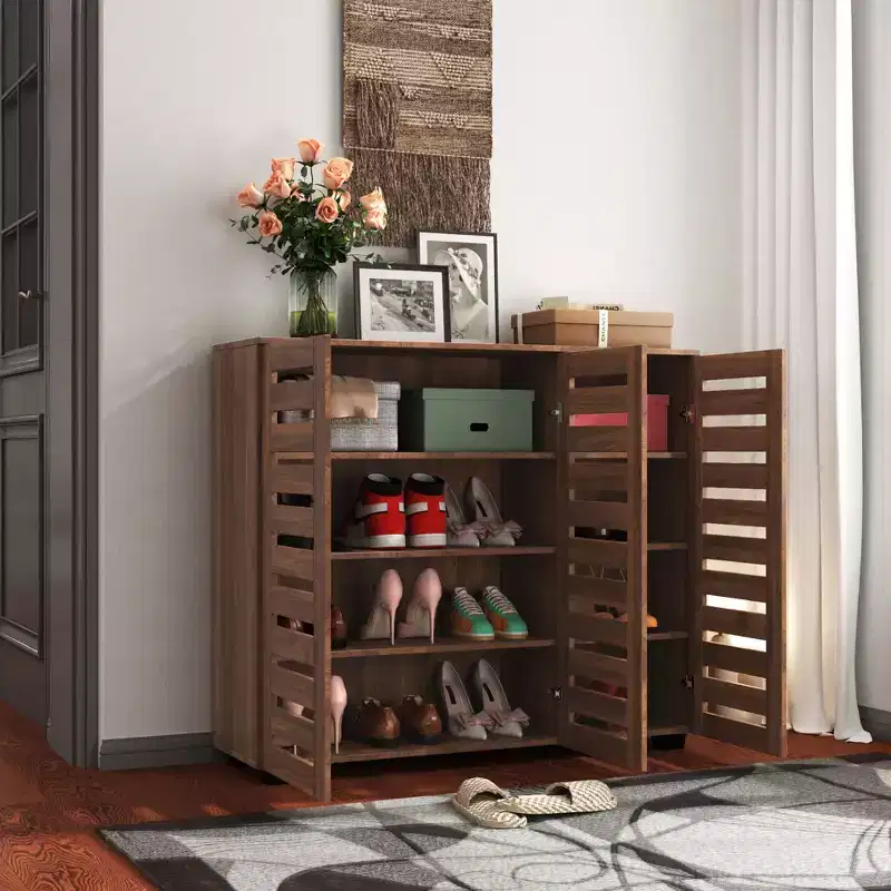 Shoe Cabinet, 5-Tier Shoe Cabinet with Three Doors and Adjustable Shelves, Shoe rack for Entryway, Living Room, Hallway