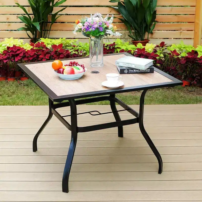 5pc Patio Table & Metal Chairs with Square Design - Captiva Designs