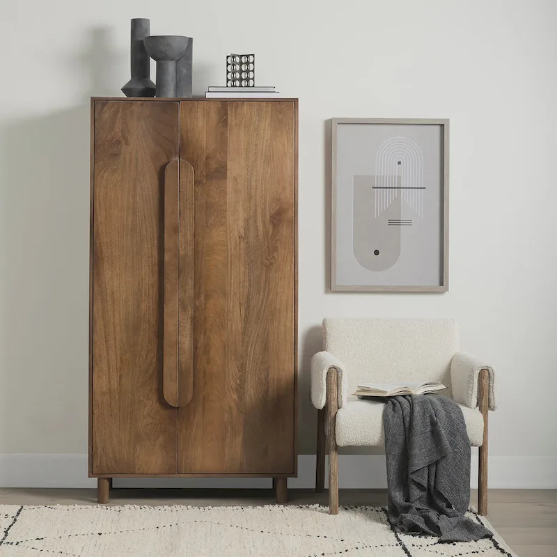 Astrid Medium Brown Solid Wood Armoire Cabinet - 38.8L x 19.8W x 68.5H
