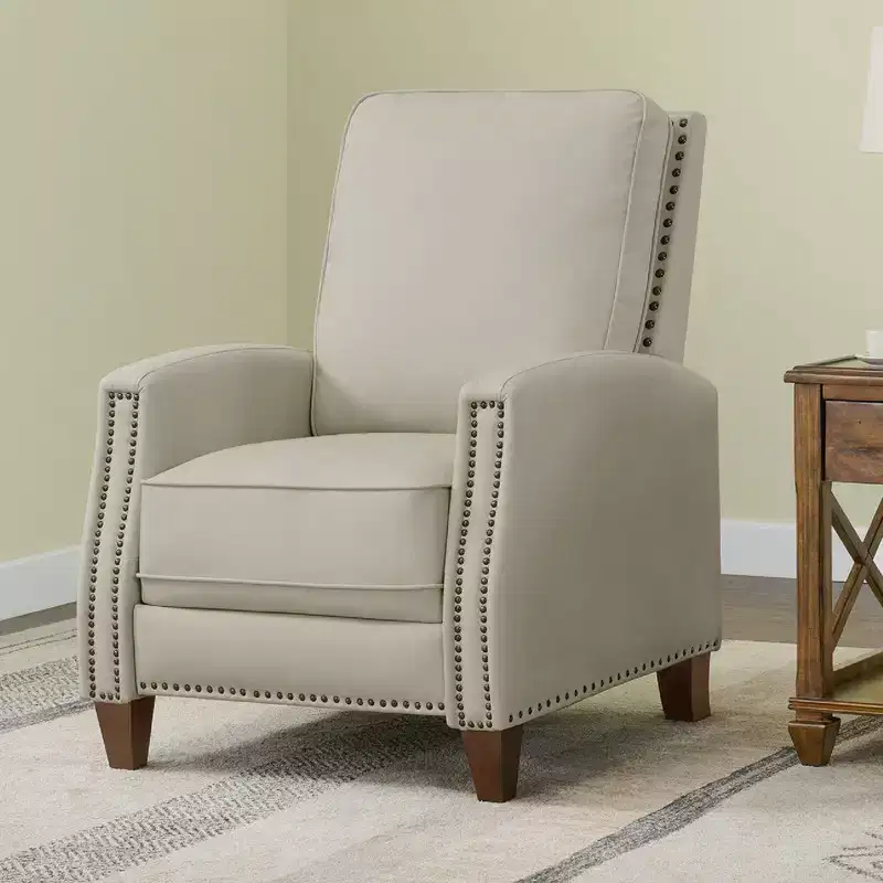 Push Back Recliner Chair with Nailhead Trims for Living Room