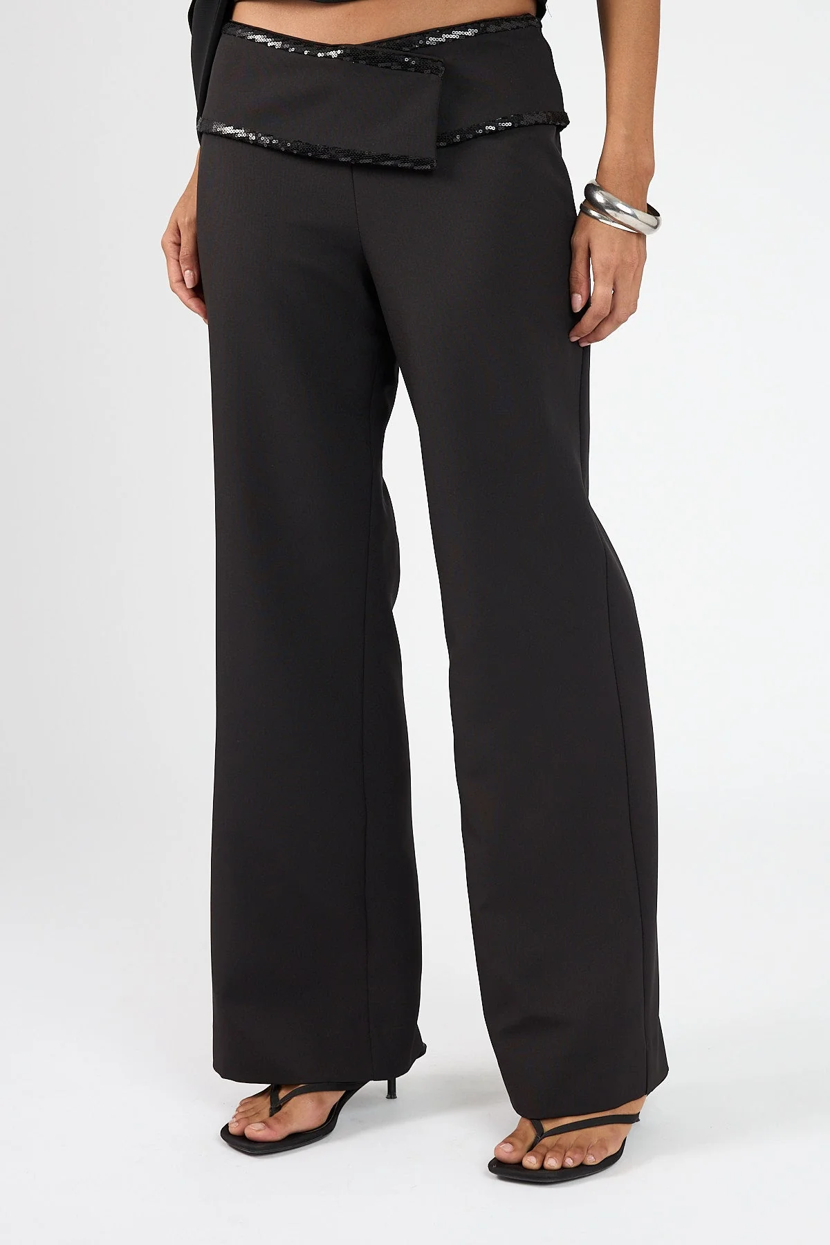 Mid Rise Pants Black