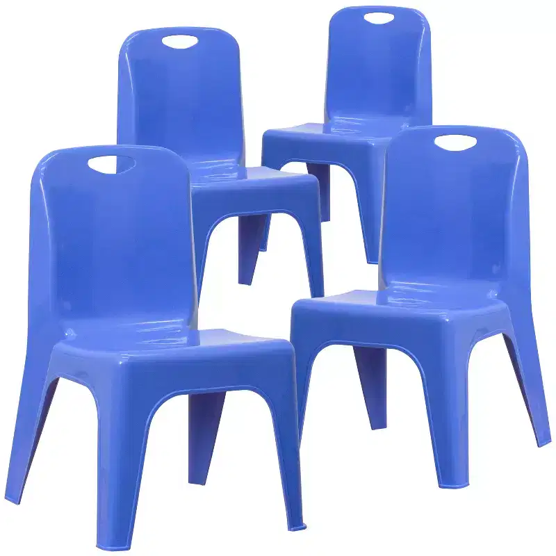 Emma and Oliver 4 Pack Plastic Stack School Chair with Carrying Handle and 11 Seat Height