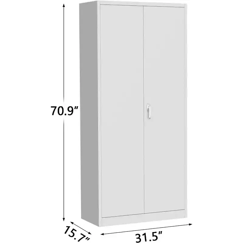 Cold Rolled Steel Cabinet with Handles - Adjustable Panel Cabinet, 0.6mm Thick Steel, Iron Furniture, 2 Door, Steel Furniture Cabinet H180xW80xD40CM