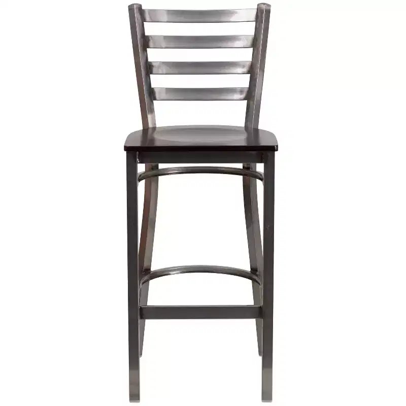 2 Pack Clear Coated Ladder Back Metal Restaurant Barstool