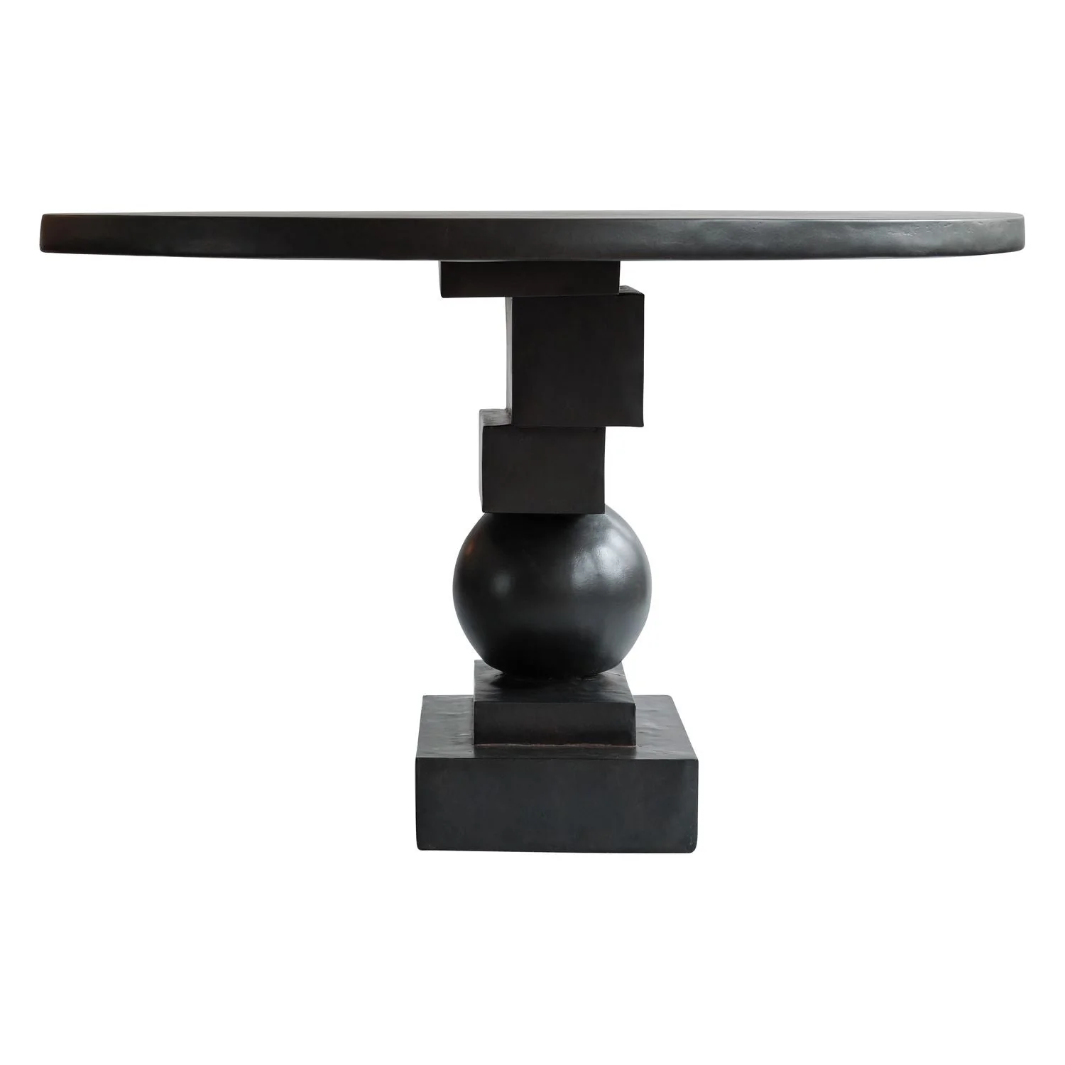 Brutalist Cast Fiber Concrete Dining Table with Sculptural Monolithic Base for Dining Rooms