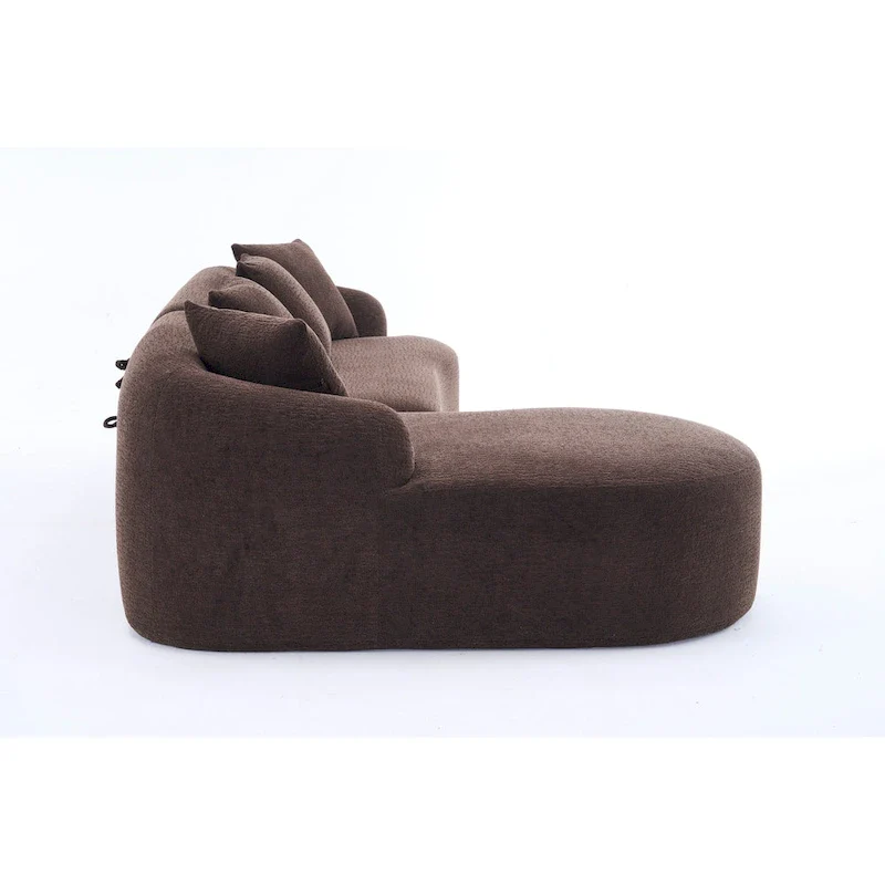 L-Shaped Chenille Sectional Sofa with Chaise and 4 Pillows