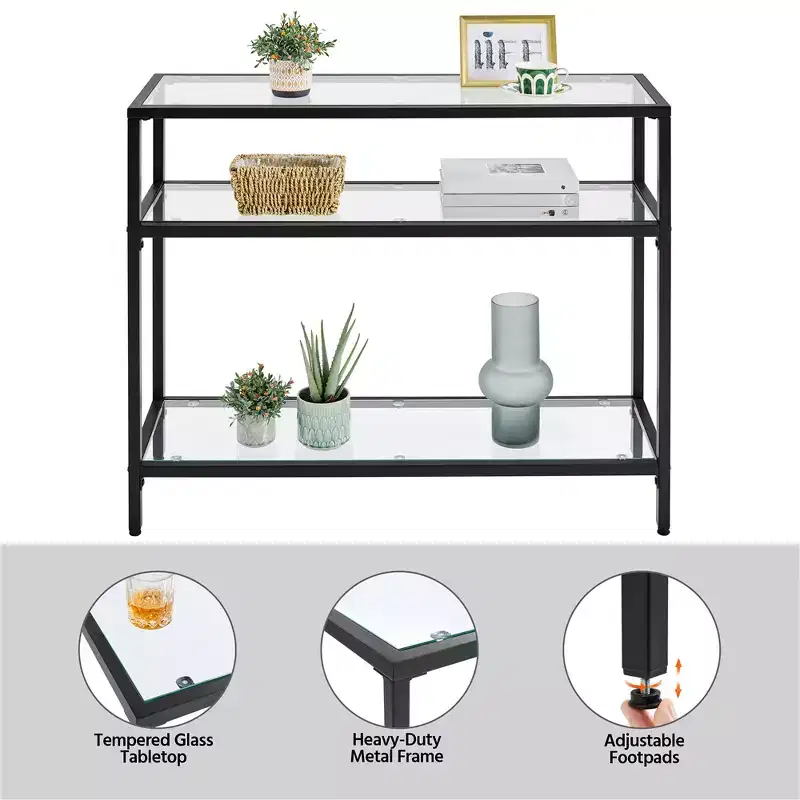 3-Layer Tempered Glass Console Table