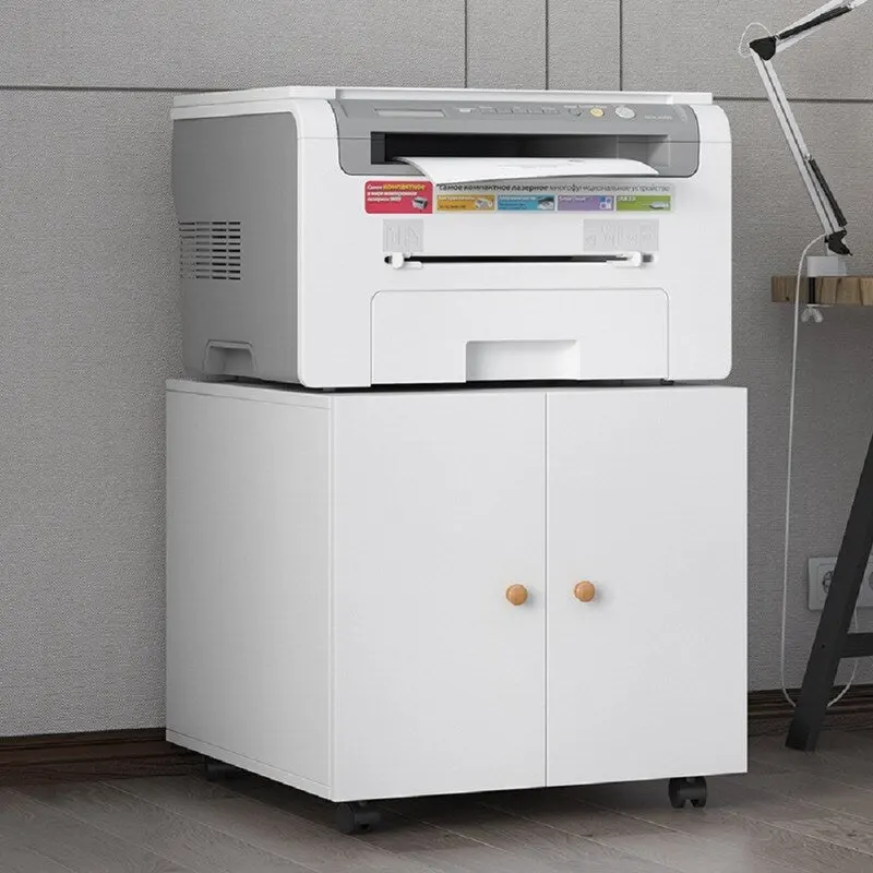 Printer Stand & Large Storage Steel Cabinet with Locked Wheel and Adjustable Shelf