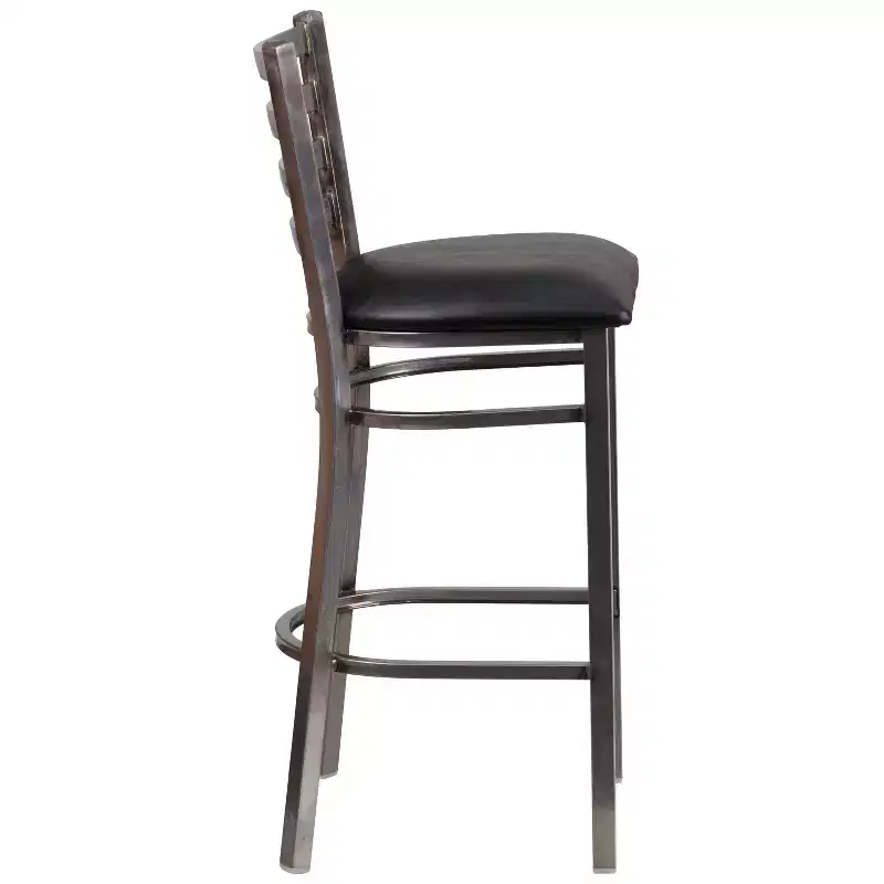 2 Pack Clear Coated Ladder Back Metal Restaurant Barstool
