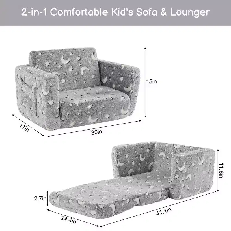 Karl Home 1-Piece Full Sponge Kids Single Folding Sofa Bed with Luminous Feature