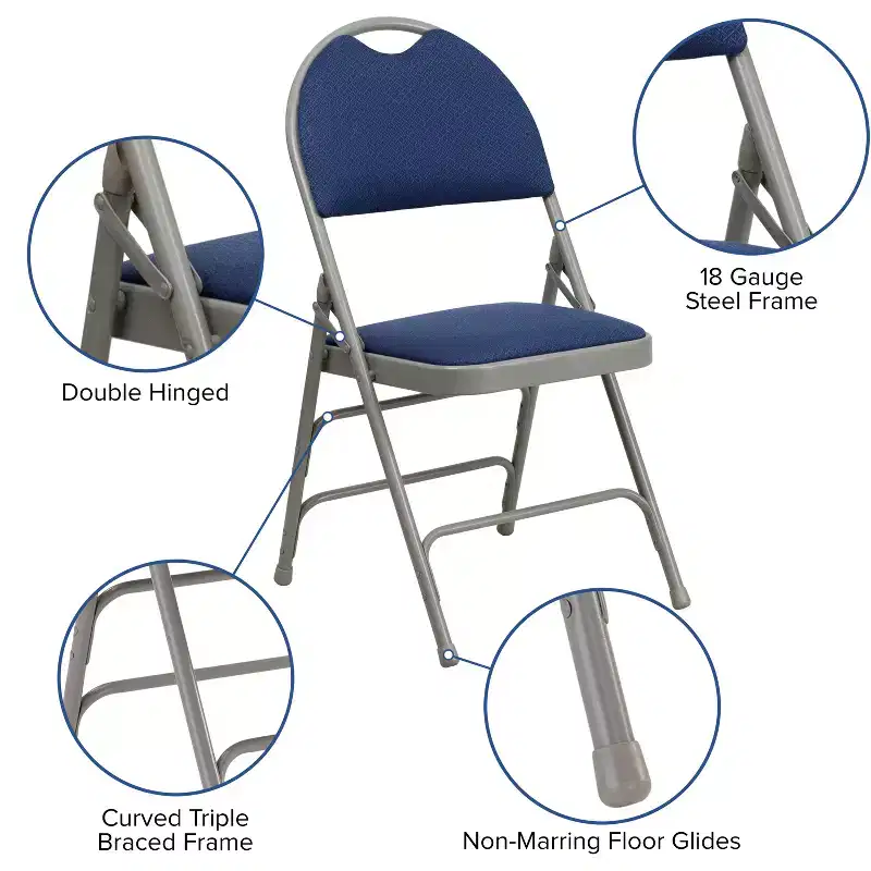 Emma and Oliver 4 Pack Home & Office Easy-Carry Party Events Padded Folding Chair