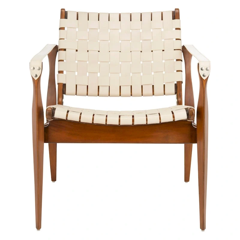 SAFAVIEH Couture Zenica Leather Safari Chair - 24.5 W x 30 L x 30 H - 25W x 30D x 30H