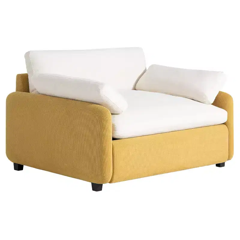 Modern Oversized Chenille Sofa Chair with Color Blocking and Pillows, 50*43 Inch