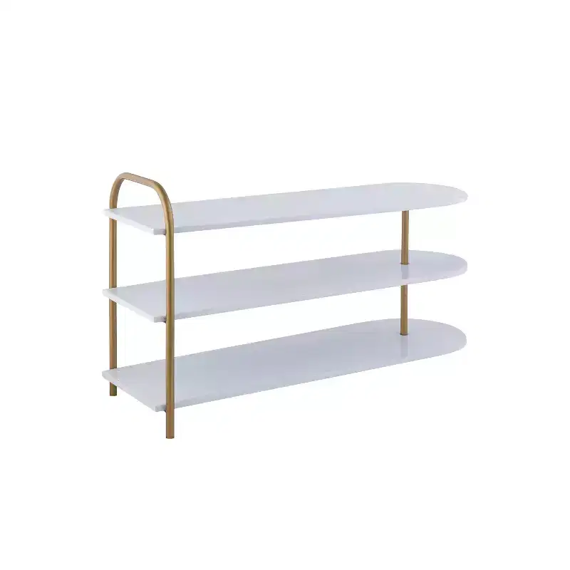 happimess Modern 24 9-Pair 3-Tier Iron Curved Decker Shoe Rack