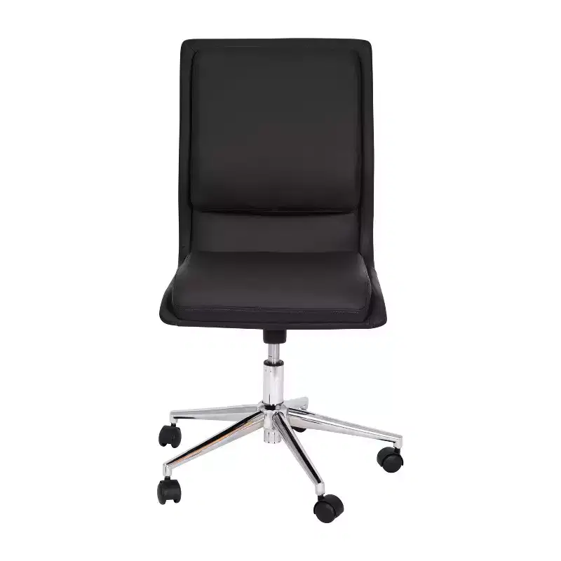 Mid-Back Armless Swivel Task Office Chair Bonded Leather Adjustable Metal Base