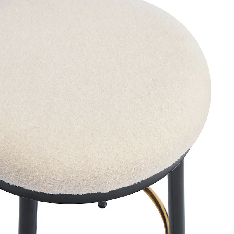 Roomfitters Modern Counter Stools, Set of 2 Bar Height Chairs with Iron Frame, Cushioned Seat and Footrest