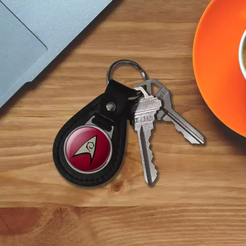 Star Trek Engineering Shield Black Leather Keychain