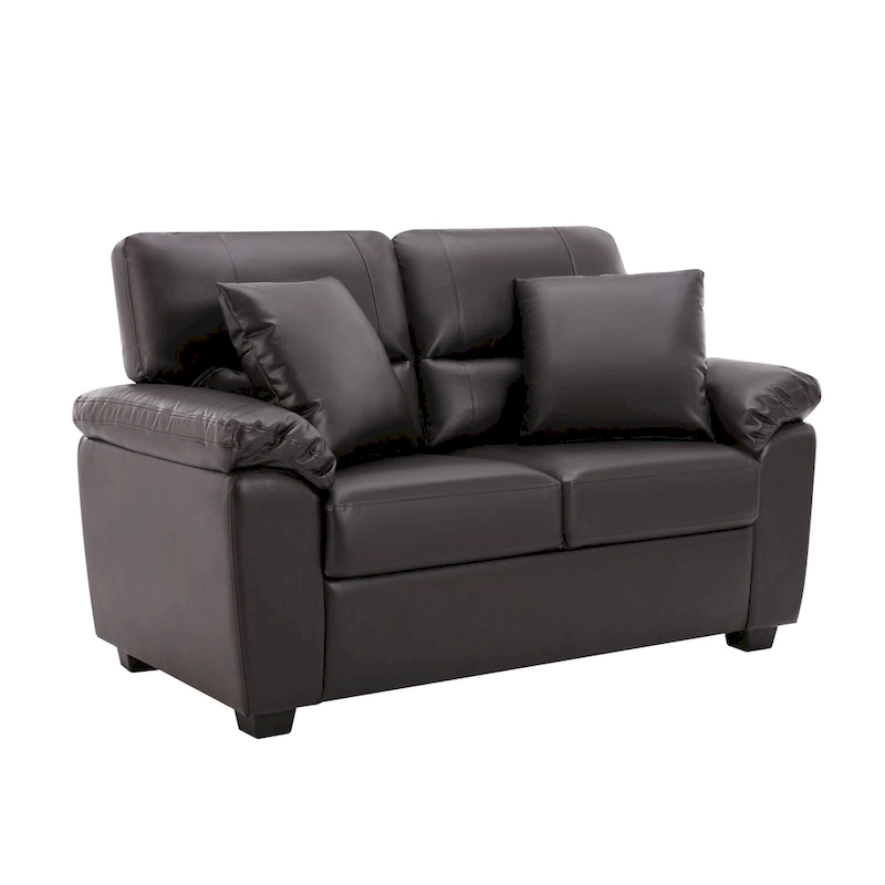 Upholstered Living Room Set, 4 Pieces - Faux Leather Chair, Loveseat, sofa with Ottoman