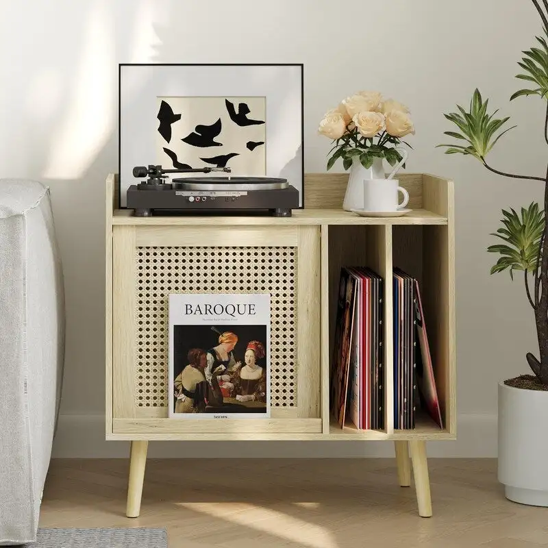 Record Player Stand with Vinyl Record Storage