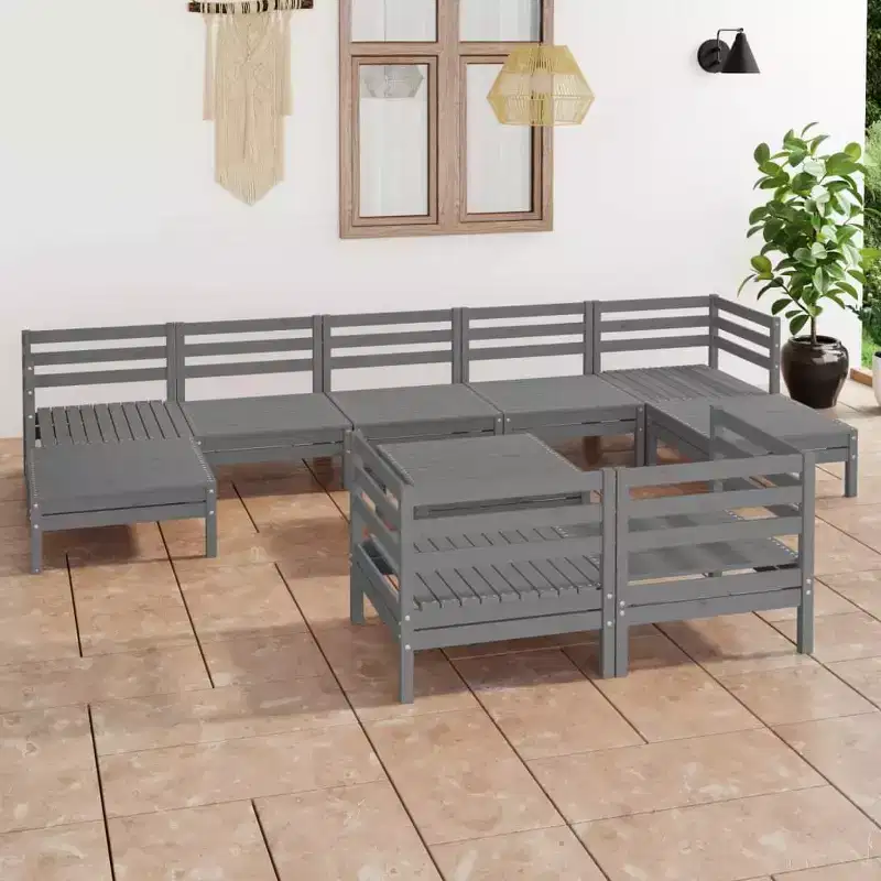 vidaXL Garden Lounge Set Natural wood Solid pine wood Large Modular