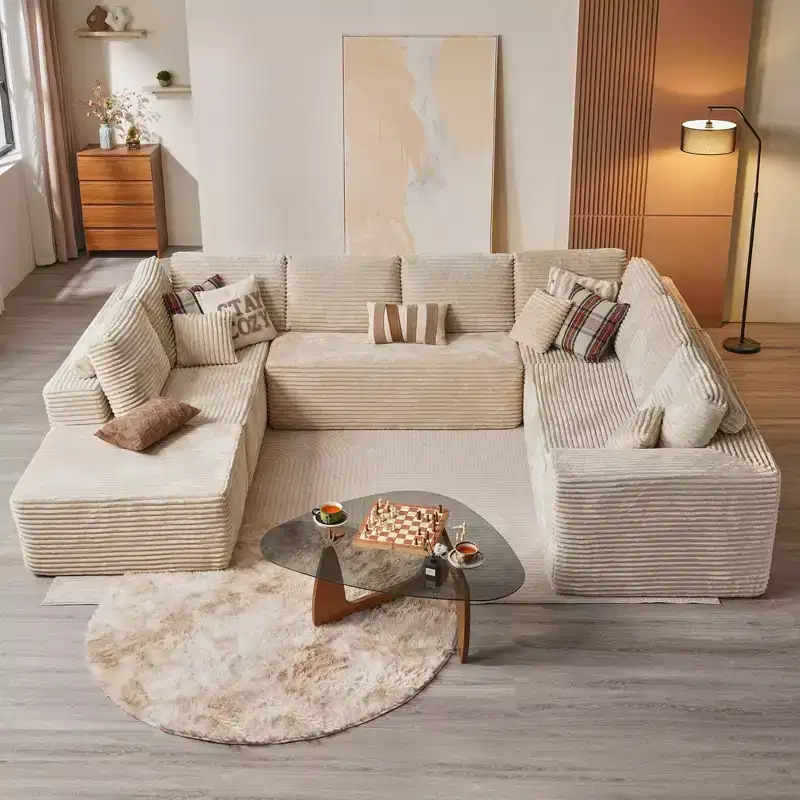HOMLUX Modular Sectional Sofa Couch, U-Shape Upholstered Couch, Modern Minimalist Couches for Living Room, Free Combination Deep Seat Corner Couch