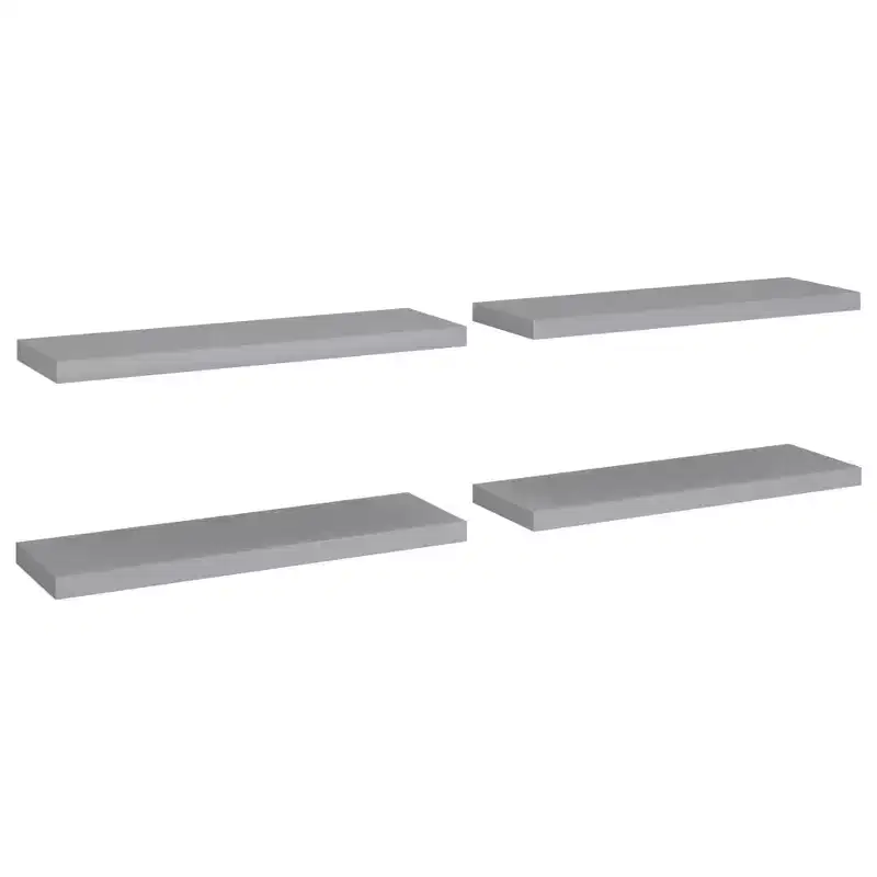 Wall Shelf Set of 4 Grey Honeycomb MDF, metal 31.5 x 9.3 in